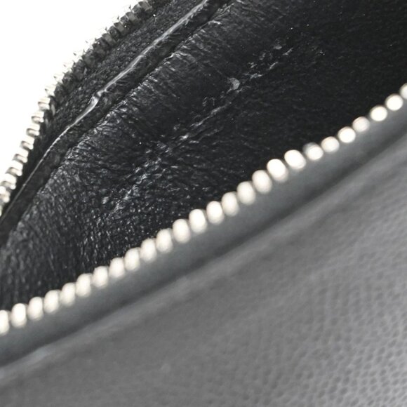 SAINT LAURENT Logo Compact Card Coin Case Wallet Leather Black Italy 60EF917 - Picture 9 of 13